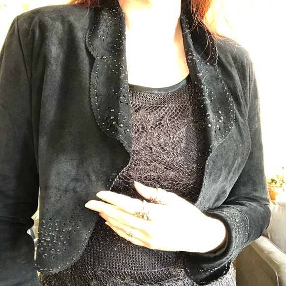 Vintage Rodeo Queen bolero black suede jacket by artist Jan Faulkner - Picture 2 of 10